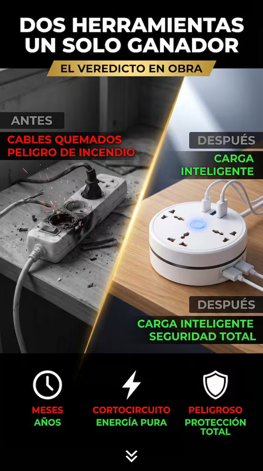 Extensiones Enrollables POWERSTRIP USB Protector Dispositivos